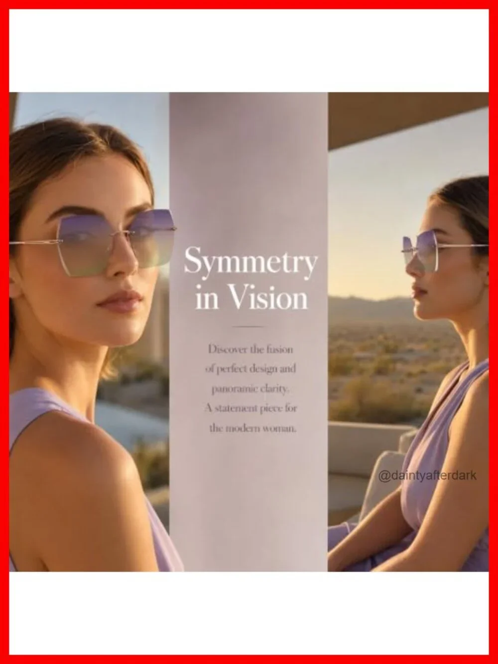 Rimless Oversized Sunglasses Women Diamond Cut Nylon Polarized UV400